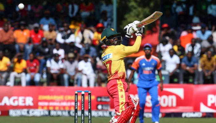 Zimbabwes Wessly Madhevere plays a shot against India during Saturday’s first Twenty20 international. — AFP/file