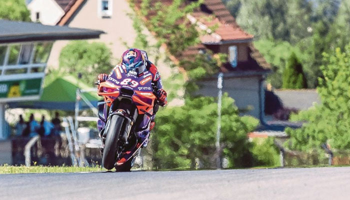 Jorge Martin races during the qualifying session of the German MotoGP at the Sachsenring racetrack in Hohenstein-Ernstthal. — AFP/file