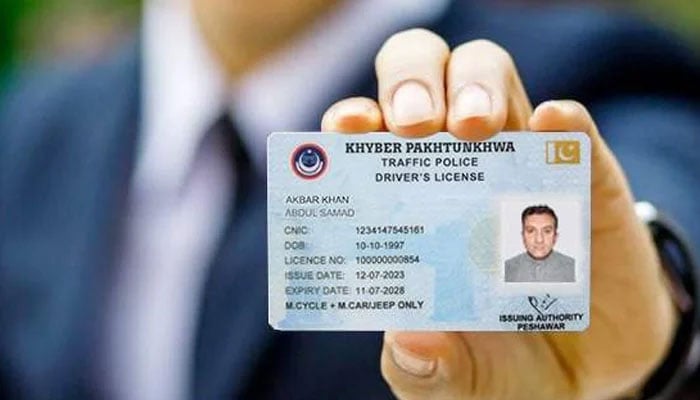 This representational image shows a driving license. — Khyber Pakhtunkhwa Police/website/File