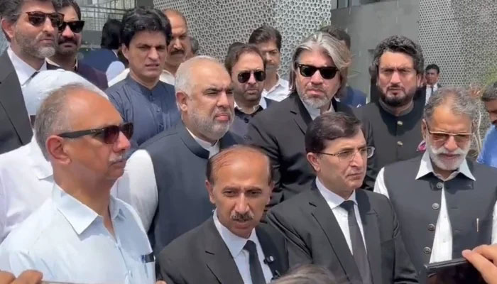 PTI  Chairman Barrister Gohar Ali Khan, NA Opposition Leader Omar Ayub and other party leaders address a press conference in Islamabad on July 6, 2024. — Screengrab via X/@InsafPKTV