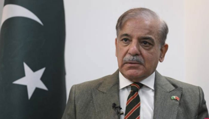 Prime Minister Shehbaz Sharif gestures while speaking in an interview. — APP/file