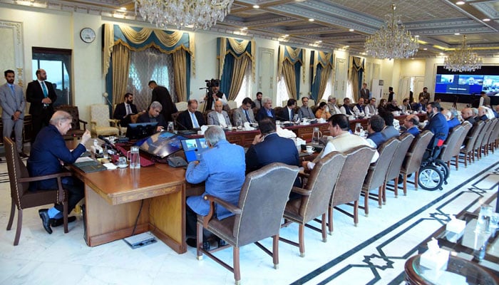 Prime Minister, Muhammad Shehbaz Sharif chairs a meeting with a delegation of Petroleum and Gas Exploration and Production Companies at PM House in Islamabad on  July 6, 2024. — PPI