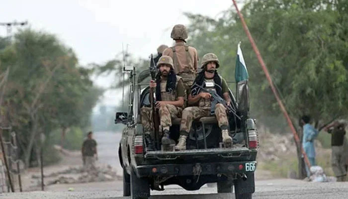 Pakistan Army pesonnel patrolling at an undisclosed location. — AFP/File