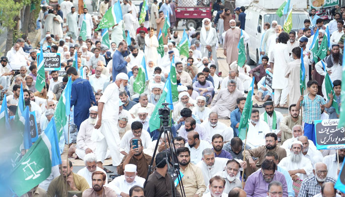 A representational image of JI workers during a protest in this image released on June 28, 2024. — Facebook/Jamaat -e- Islami Pakistan