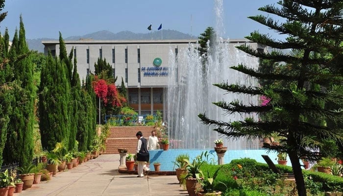 The image shows the building of the Quaid-i-Azam University (QAU). — Facebook/Quaid-i-Azam University,Islamabad/File