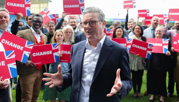 UKs newly-elected PM Keir Starmer attends a Labour general election campaign event at Priestfield Stadium, in Gillingham, southeast Britain, on May 23, 2024. — Reuters