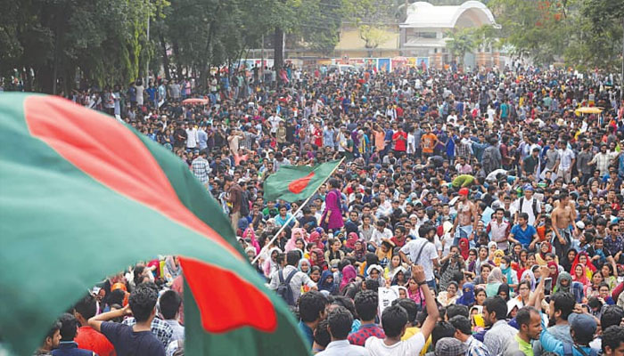 Students protest against quotas for certain groups of people in government jobs.— AFP/file