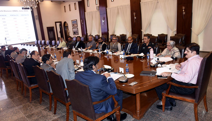 Sindh Chief Minister Syed Murad Ali Shah presides over a polio eradication meeting at CM House on July 8, 2024. — Facebook/Sindh Chief Minister House