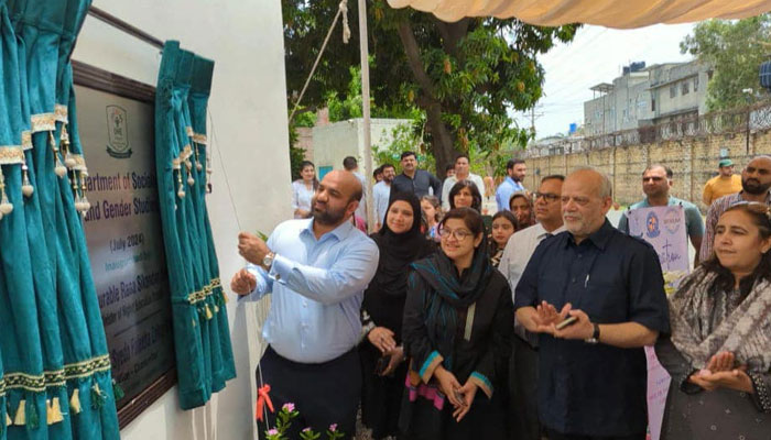 Minister for Higher Education Punjab, Rana Sikandar Hayat inaugurates the newly-upgraded building of the Department of Sociology and Gender Studies of the University of Home Economics (UHE) Lahore on July 8, 2024. — Facebook/Rana Sikandar Hayat