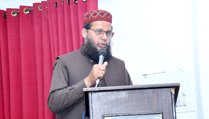 Divisional President, All Pakistan Private School Management Association , Ibrar Ahmed Khan speaks during an  event on June 1, 2023. — Facebook/APPSMA- Rawalpindi Division