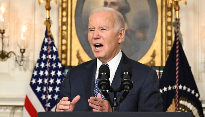 US President Joe Biden speaks during in an event at the White House in Washington, on February 8, 2024. — AFP