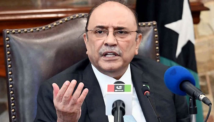 President Asif Ali Zardari addresses a press conference held at CM House in Karachi, on May 11, 2022. — PPI