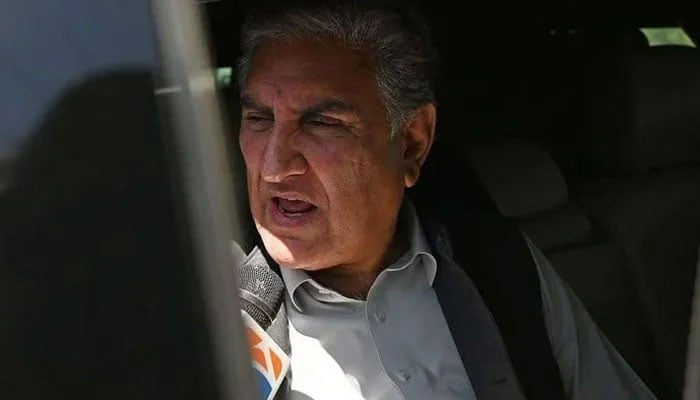 Senior PTI leader Shah Mahmood Qureshi speaks with the media in Islamabad on May 10, 2023. — AFP