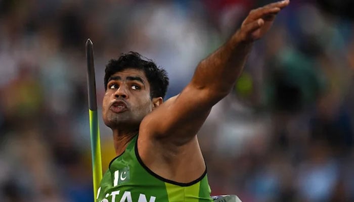 Arshad Nadeem can be seen throwing a javelin in this undated image. — AFP/file