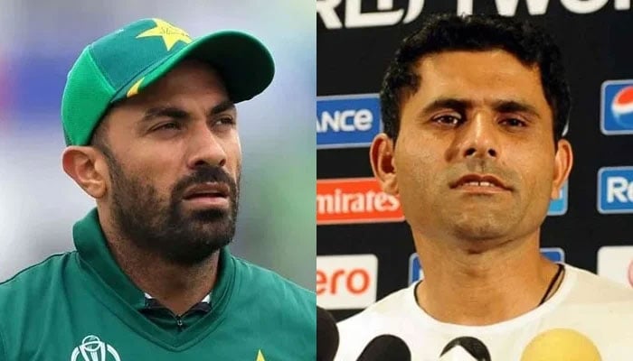 Former cricketers and selection committee members Wahab Riaz (left) and Abdul Razzaq. — AFP/File