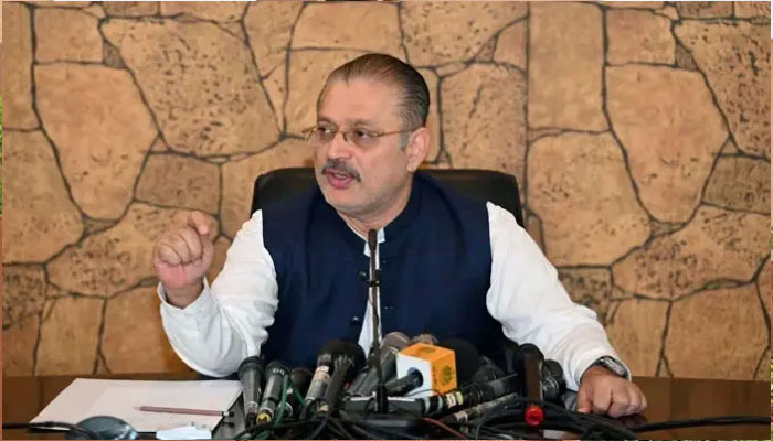 Senior Minister Sindh for Information, Excise, Taxation, Narcotics Control, Transport, and Mass Transit, Sharjeel Inam Memon doing press conference. — APP/file