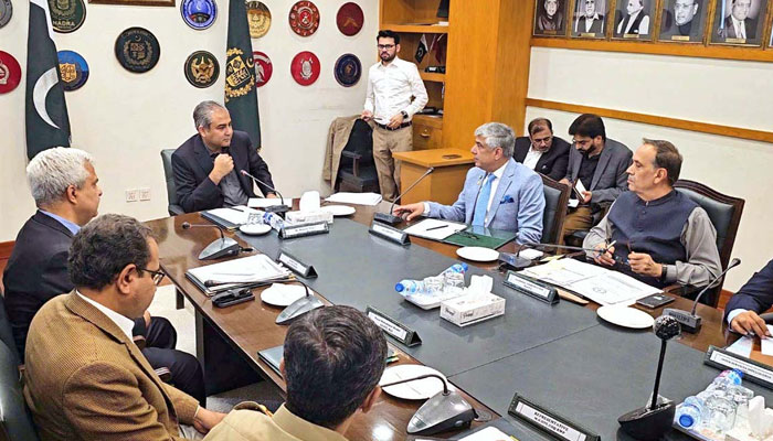 Federal Minister for Interior Mohsin Naqvi chairs a meeting of the Core Committee regarding the Security of Chinese Citizens on July 10, 2024. — APP