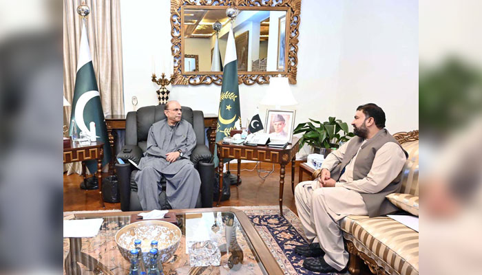 Chief Minister Balochistan Mir Sarfaraz Ahmed Bugti meets President Asif Ali Zardari, at Aiwan-e-Sadr in Islamabad on July 11, 2024. — APP