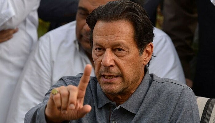 PTI founder Imran Khan addressing a press conference in Islamabad, in this undated image. — AFP/file