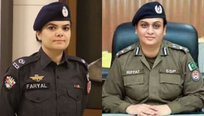 Police Officer Faryal Farid (left) and SSP Rafat Haider Bukhari seen in this image. — X@FareedFaryal/The News/file