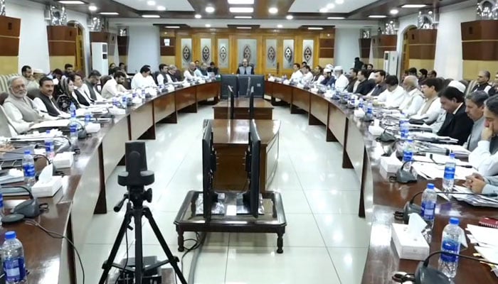 KP Chief Minister Ali Amin Gandapur chairs the 10th meeting of the cabinet at the Civil Secretariat on July 13, 2024. — Screengrab via Facebook/Ali Amin Khan Gandapur