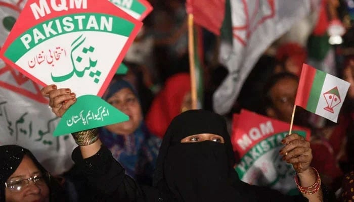 Supporters of the Pakistani political Muttahida Qaumi Movement (MQM-Pakistan) attend a campaign meeting in Karachi. — AFP/File