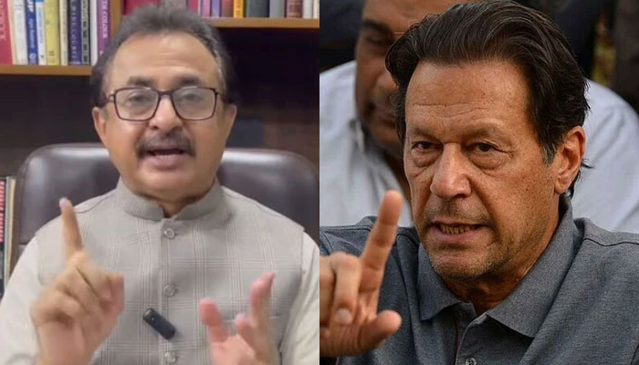 This combo of images shows, Sindh PTI President Haleem Adil Sheikh (left) and Pakistan Tehreek-e-Insaf (PTI) founder Imran Khan (right). — Facebook/Haleem Adil Sheikh/AFP/file