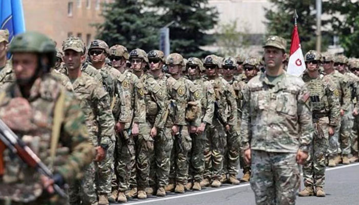 Service members take part in a ceremony opening the Eagle Partner 2024 military exercises, held by Armenia and the United States, in Yerevan, Armenia. — Reuters/file