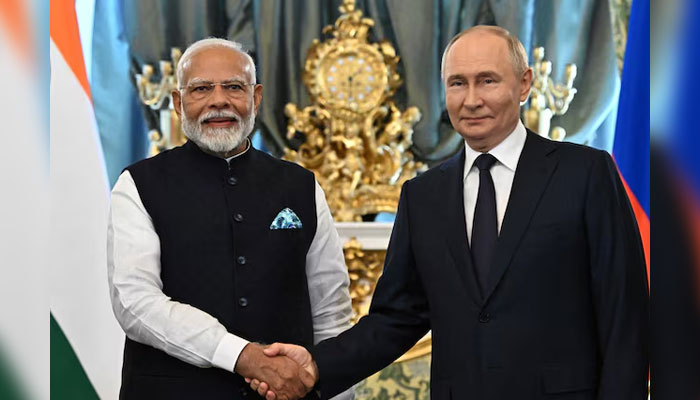 Russias President Vladimir Putin shakes hands with Indias Prime Minister Narendra Modi during a meeting at the Kremlin in Moscow, Russia July 9, 2024. — Reuters