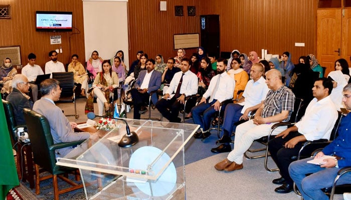 A discussion session on “CPEC: an appraisal” in progress organised by the Institute of Regional Studies (IRS) on July 16, 2024. — Facebook/Institute of Regional Studies, Islamabad