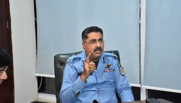 Inspector General of Police (IGP) Islamabad, Syed Ali Nasir Rizvi, gestures during a meeting on July 18, 2024. — Facebook/Islamabad Police