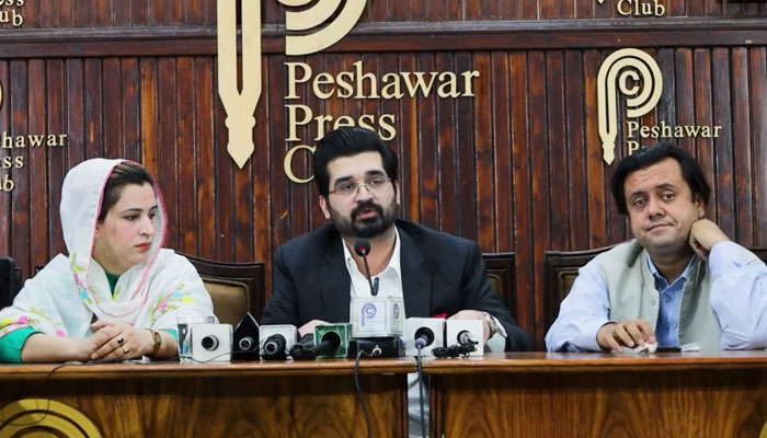 ANP provincial spokesperson Arsalan Khan speaks during a press conference on June 5, 2024. — Facebook/Awami National Party