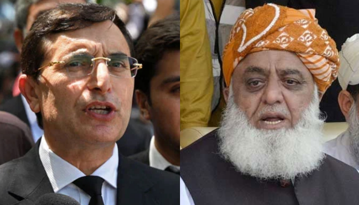 PTI Chairman Gohar Ali Khan (left) and JUI-F chief Maulana Fazlur Rehman. — AFP/Online/file