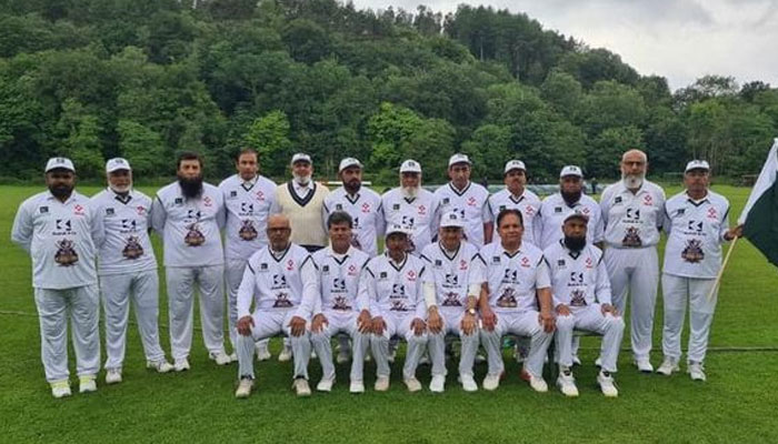 Pakistan’s Over-60s cricket team players seen posing for a group photo in this undated image.— Facebook @PVCAofficial/file