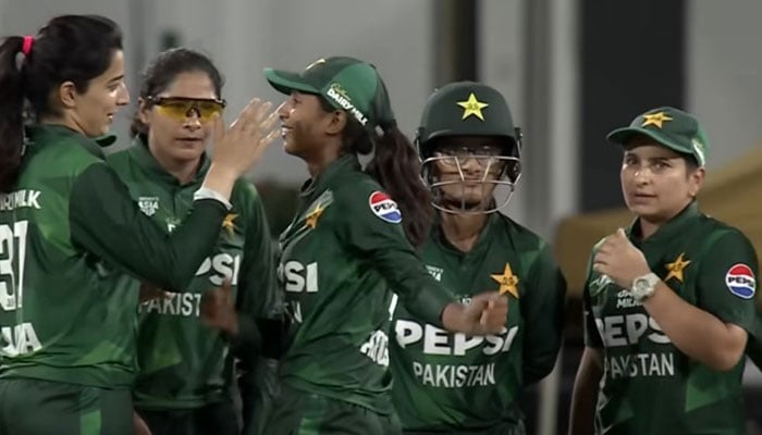 Pakistan team players react during their ACC Women’s T20 Asia Cup match against India at the Rangiri Dambulla International Stadium in this image released on July 20, 2024. — Screengrab via YouTube/@AsianCricketCouncilTV