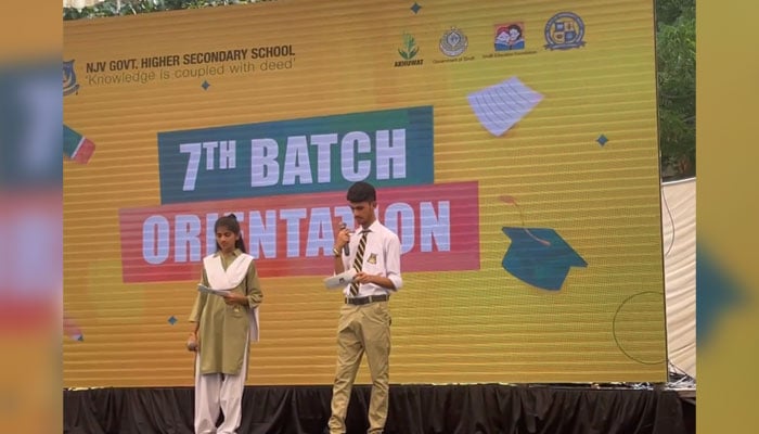 Students take part in an orientation of the 7th batch of hostel students on July 20, 2024. — Screengrab via Facebook/Sindh Education Foundation, Government of Sindh