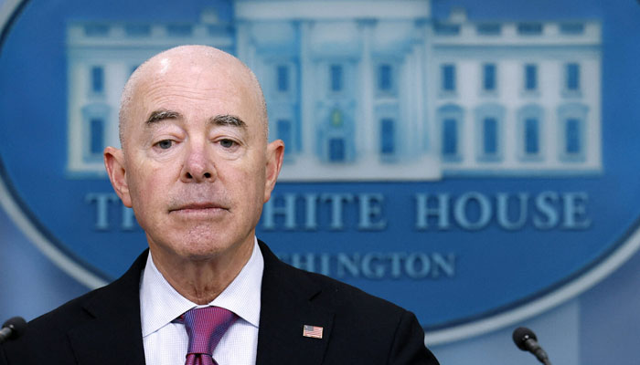 US Secretary of Homeland Security Alejandro Mayorkas speaks at the daily press briefing at the White House on July 15, 2024 in Washington, DC. — AFP