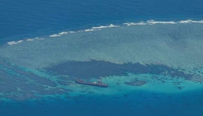 An aerial view shows the BRP Sierra Madre on the contested Second Thomas Shoal in the South China Sea. — Reuters/file