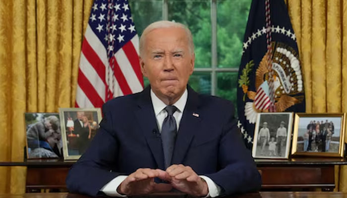 US President Joe Biden delivers an address to the nation from the Oval Office of the White House in Washington, DC on July 14, 2024. — Reuters