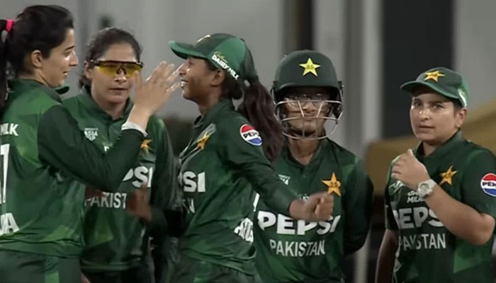 Pakistan team players react during their ACC Women’s T20 Asia Cup match against India at the Rangiri Dambulla International Stadium in this image released on July 20, 2024. — Screengrab via YouTube/@AsianCricketCouncilTV