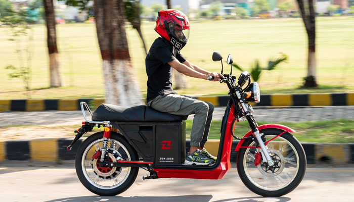 A representational image of a person riding an electric motorcycle developmed by Zyp Technologies. — Supplied