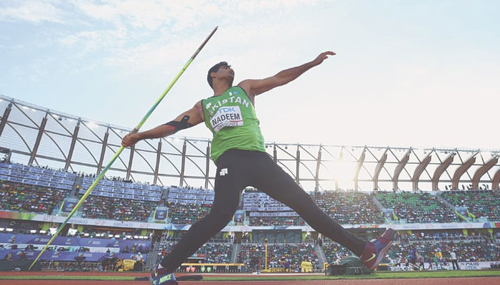 Javelin throwewr Arshad Nadeem seen in action. — Reuters/file