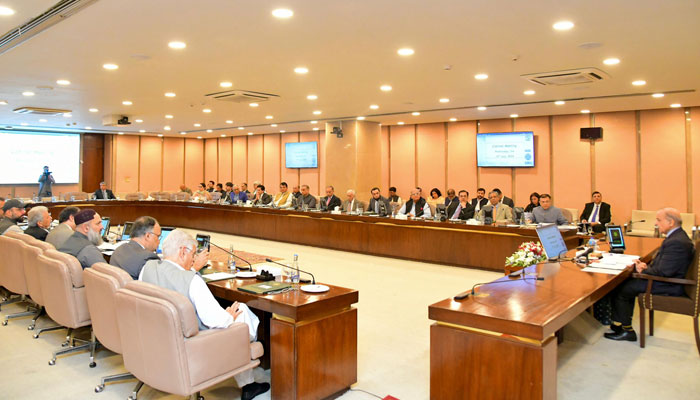 Prime Minister Muhammad Shehbaz Sharif addresses the federal cabinet in Islamabad, in Islamabad on July 10, 2024. — Online