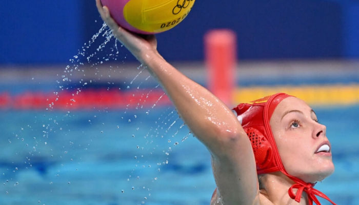 Australian Olympic water polo team player Anna Meares playing polo game. — AFP/file