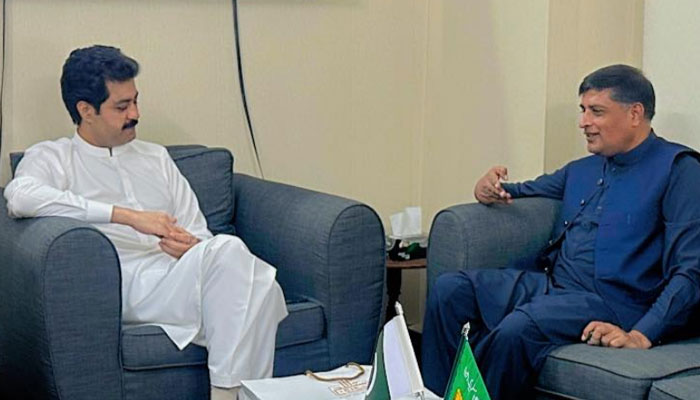 Punjab MPA Muhammad Sohail Khan Zahid exchanges views with Minister for Social Welfare and Bait-ul-Mal Sohail Shaukat Butt regarding the progress of the Himmat Card initiative in Bahawalnagar district on July 24, 2024. — Facebook/Muhammad Sohail Khan Zahid