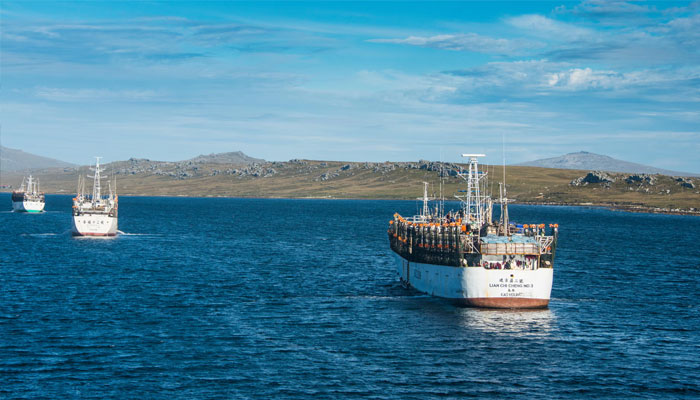 Boats seen travelling near Falklands.— AFP/file