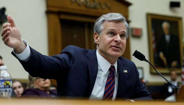 FBI Director Christopher Wray testifies before a House Judiciary Committee hearing on oversight of the Federal Bureau of Investigation and alleged politicisation of law enforcement, on Capitol Hill in Washington, US, July 12, 2023. — Reuters