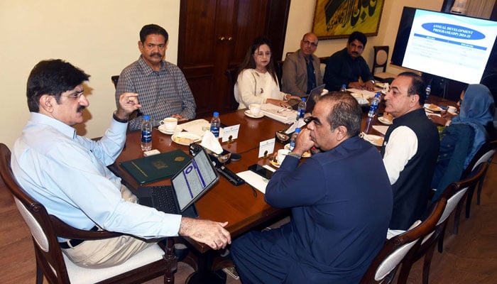 Sindh Chief Minister, Syed Murad Ali Shah presides over a meeting of the Minorities Affairs Department at CM House in Karachi on July 25, 2024. — PPI