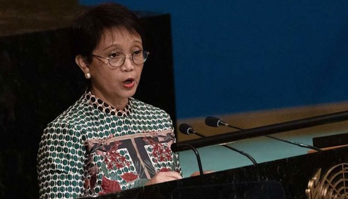 Indonesian Foreign Minister Retno Marsudi addresses the 77th session of the United Nations General Assembly at UN headquarters in New York. — AFP/File