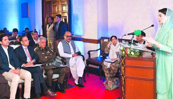 Chief Minister Punjab Maryam Nawaz Sharif speaks at the inauguration ceremony of the Punjab Socio-Economic Registry (PSER) Project on July 25, 2024. — Facebook/Maryam Nawaz Sharif